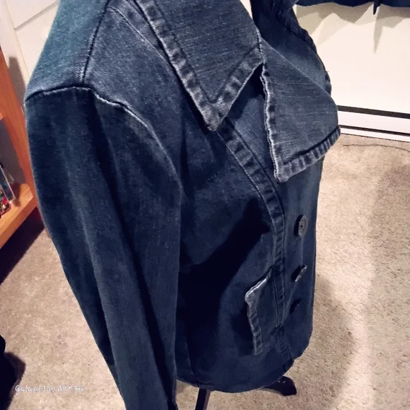 Michael Kors Blue Denim Double Collar/ Breasted Button Down Jacket NWOT - Picture 10 of 11